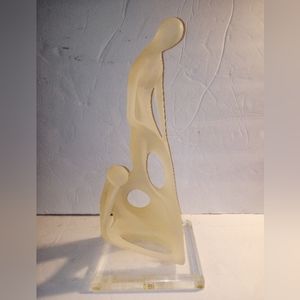 Vintage Italian Crystal Craft Sculpture 2 Figures 14" Lucite Base